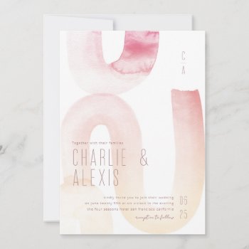 Abstract Watercolor Arches Wedding Invitation by fourwetfeet at Zazzle