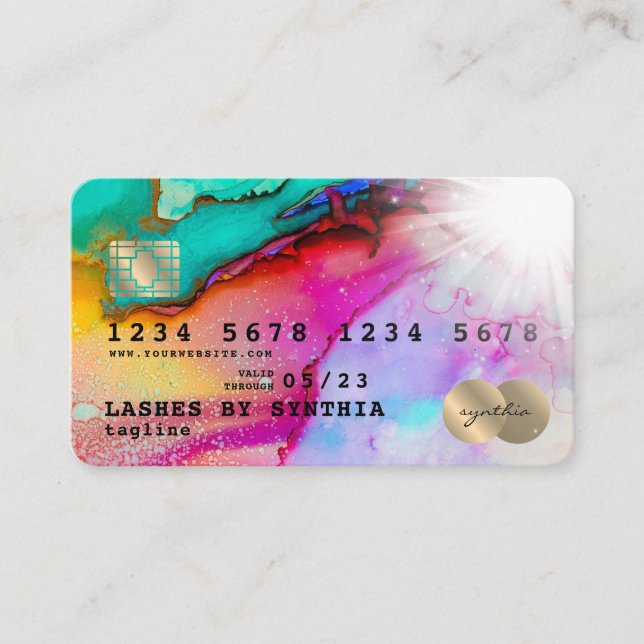 Abstract watercolor art Credit Card Style Gold (Front)