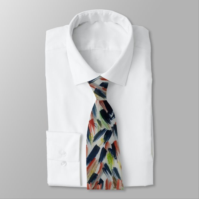 Abstract Watercolor Art Neck Tie (Tied)