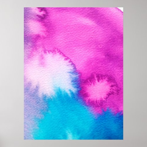 Abstract watercolor art _ pink and blue poster