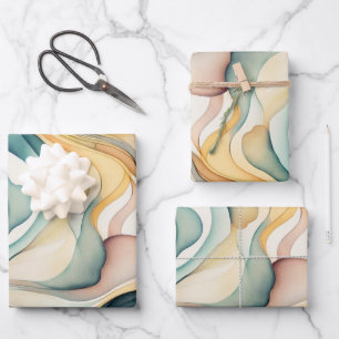 Abstract watercolor art waves. Modern flow motion Wrapping Paper Sheets