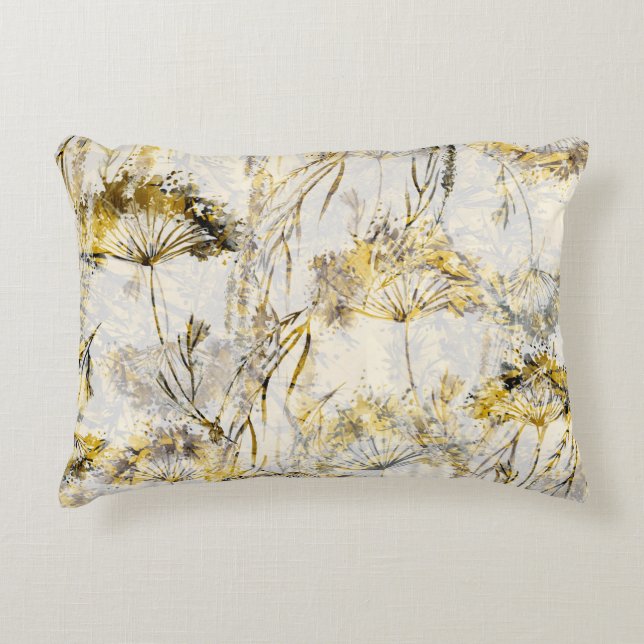 Abstract watercolor background: dandelion, juniper accent pillow (Front)