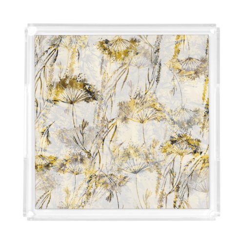 Abstract watercolor background dandelion juniper acrylic tray