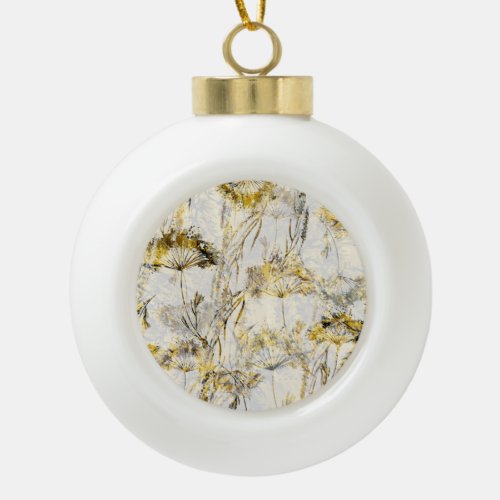 Abstract watercolor background dandelion juniper ceramic ball christmas ornament