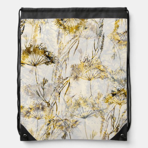 Abstract watercolor background dandelion juniper drawstring bag
