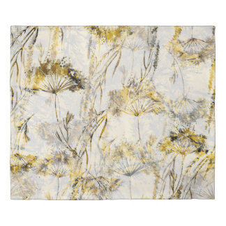 Abstract watercolor background: dandelion, juniper duvet cover