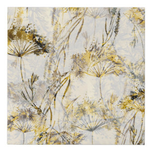 Abstract watercolor background: dandelion, juniper faux canvas print