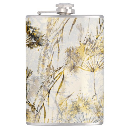 Abstract watercolor background dandelion juniper flask