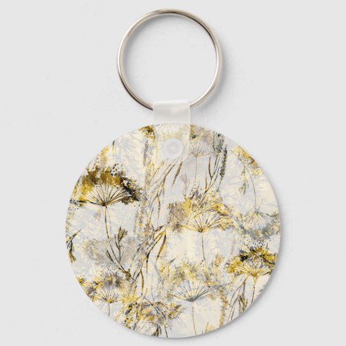 Abstract watercolor background dandelion juniper keychain