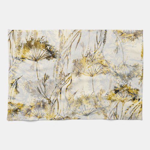 Abstract watercolor background dandelion juniper kitchen towel