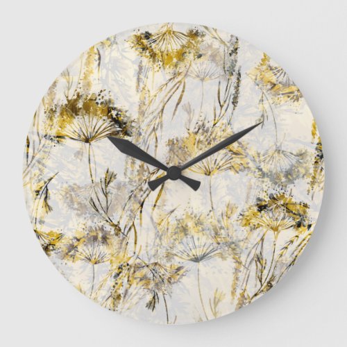 Abstract watercolor background dandelion juniper large clock
