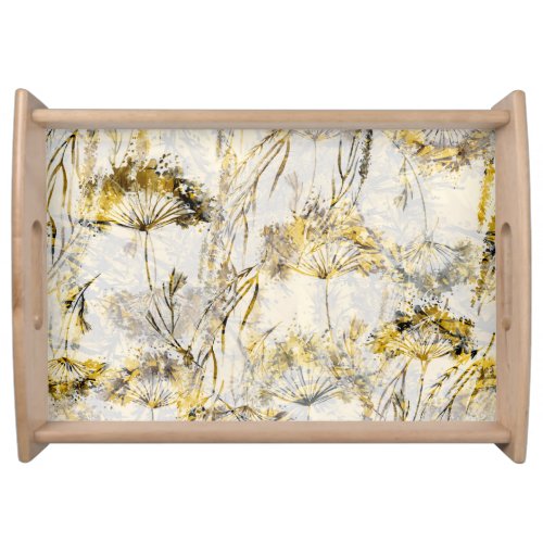 Abstract watercolor background dandelion juniper serving tray