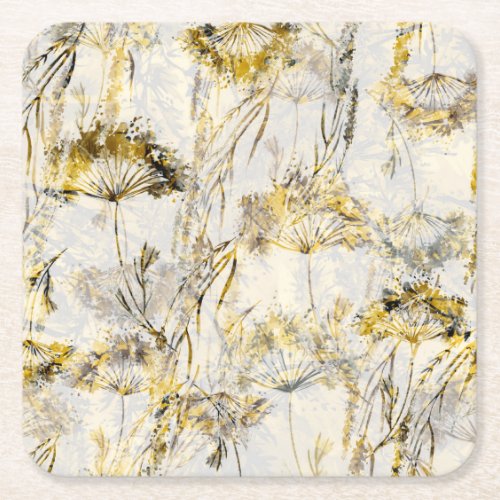 Abstract watercolor background dandelion juniper square paper coaster