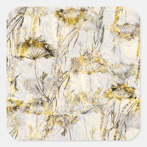 Abstract watercolor background dandelion juniper square sticker