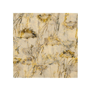 Abstract watercolor background: dandelion, juniper wood wall art