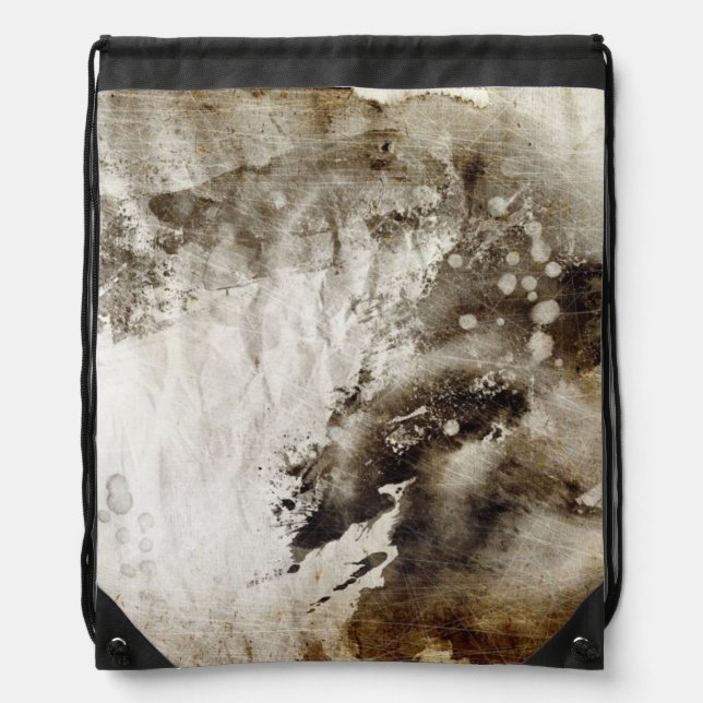 Abstract watercolor background on grunge paper drawstring bag (Front)