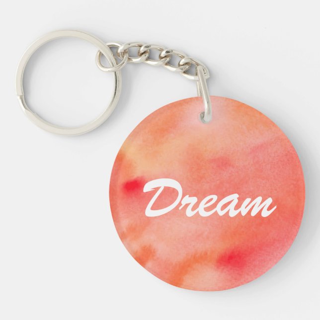 Abstract Watercolor Background - Orange Keychain (Front)