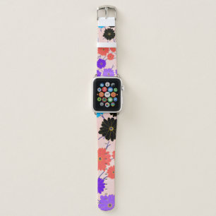 Abstract watercolor background with flowers design apple watch band