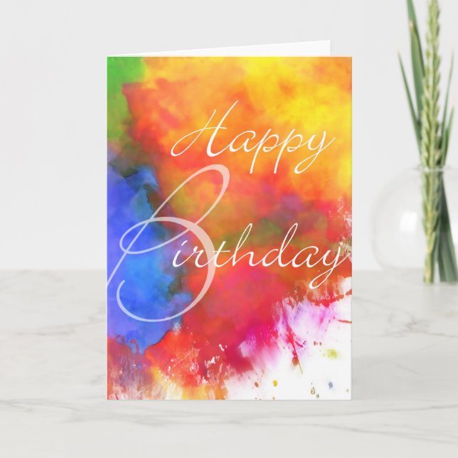 Abstract Watercolor Birthday Card (Front)