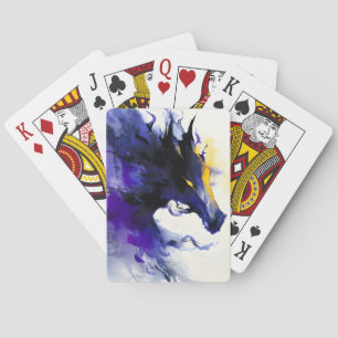 Abstract Watercolor Black Horse Portrait Poker Cards
