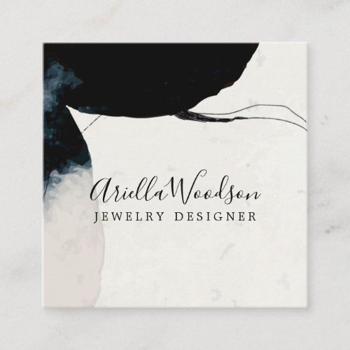 Abstract Watercolor Black White Jewelry Designer Square Business Card