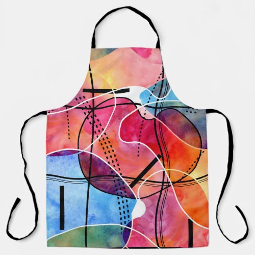 Abstract Watercolor Black White Pattern Apron