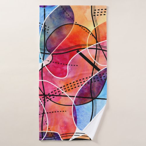 Abstract Watercolor Black White Pattern Bath Towel