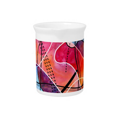Abstract Watercolor Black White Pattern Beverage Pitcher