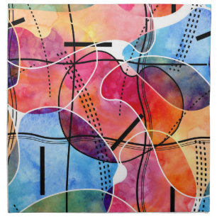 Abstract Watercolor Black White Pattern Cloth Napkin