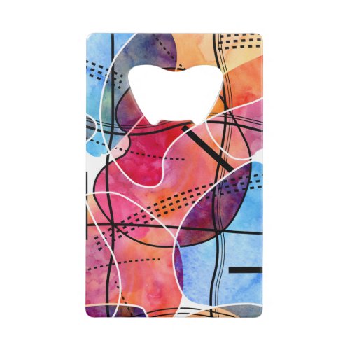 Abstract Watercolor Black White Pattern Credit Card Bottle Opener