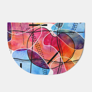 Abstract Watercolor Black White Pattern Doormat