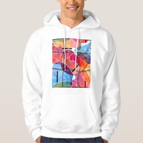 Abstract Watercolor Black White Pattern Hoodie