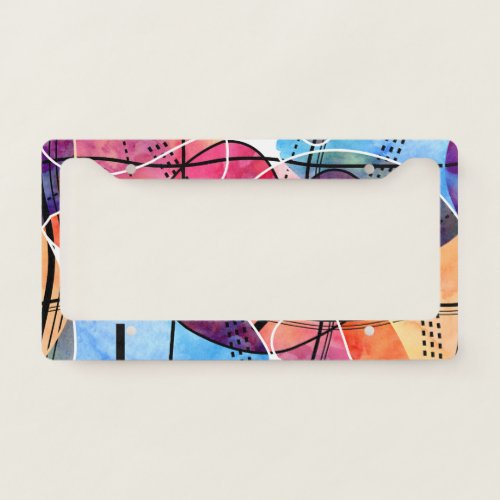 Abstract Watercolor Black White Pattern License Plate Frame