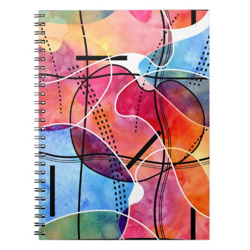 Abstract Watercolor Black White Pattern Notebook