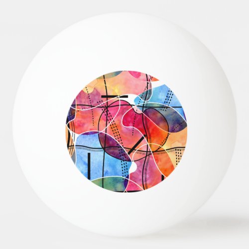 Abstract Watercolor Black White Pattern Ping Pong Ball