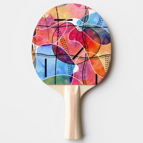 Abstract Watercolor Black White Pattern Ping Pong Paddle