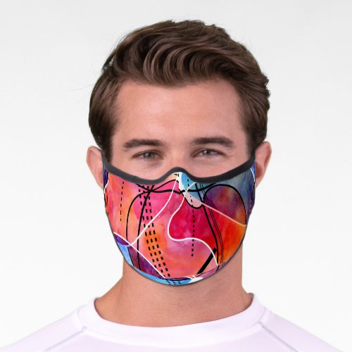 Abstract Watercolor Black White Pattern Premium Face Mask