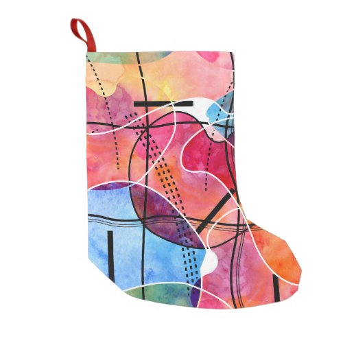 Abstract Watercolor Black White Pattern Small Christmas Stocking