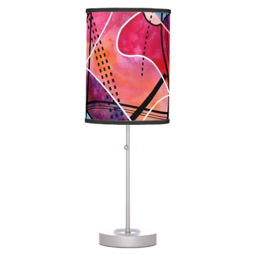 Abstract Watercolor Black White Pattern Table Lamp