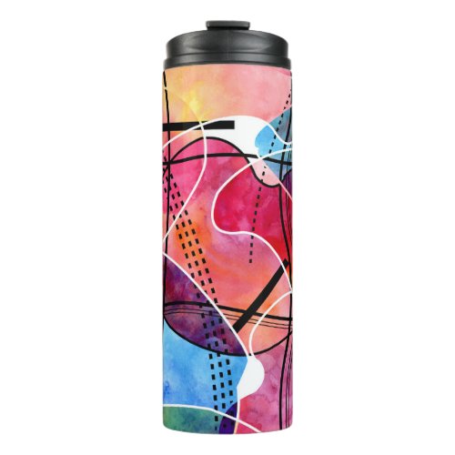 Abstract Watercolor Black White Pattern Thermal Tumbler