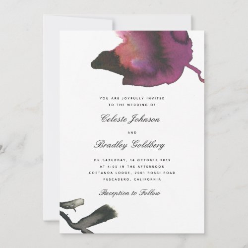 Abstract Watercolor Bloom Wedding Invitation