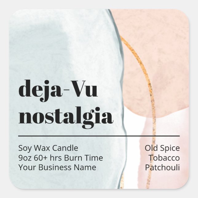 Abstract Watercolor Blue And Pink Candle Labels (Front)