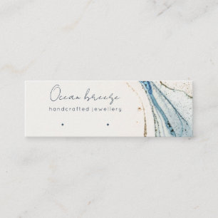 Abstract Watercolor Blue Gold Stud Earring Holder Mini Business Card
