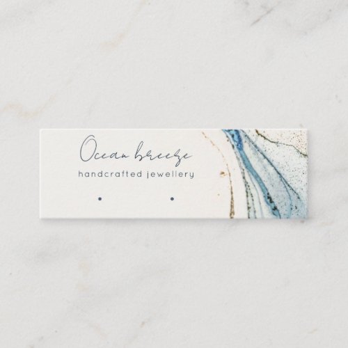 Abstract Watercolor Blue Gold Stud Earring Holder Mini Business Card