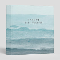Abstract watercolor blue sea 3 ring binder