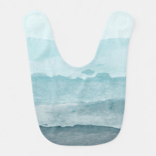 Abstract watercolor blue sea baby bib