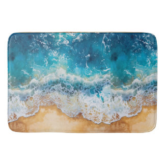 Abstract watercolor blue sea  bath mat
