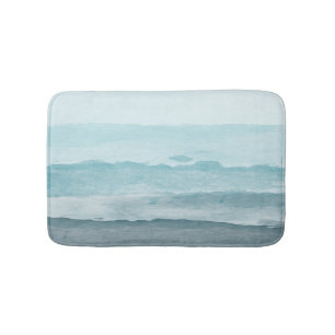Abstract watercolor blue sea bath mat