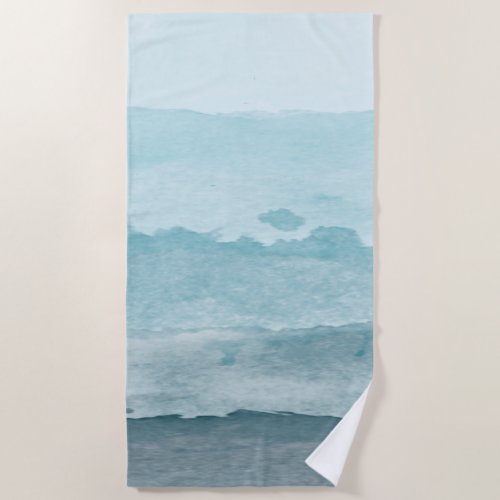 Abstract watercolor blue sea beach towel