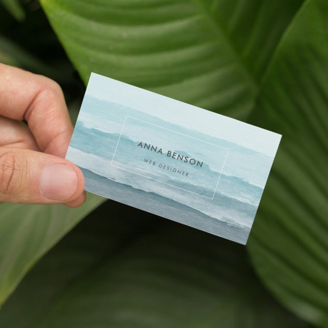 Abstract watercolor blue sea business card (Creator Uploaded)